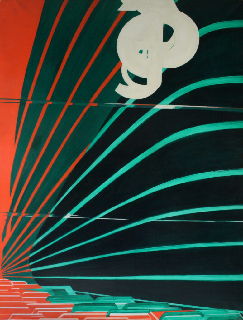 Maselli Titina, Die stadt III, 1968, acrilico su tela, 200x150 cm.